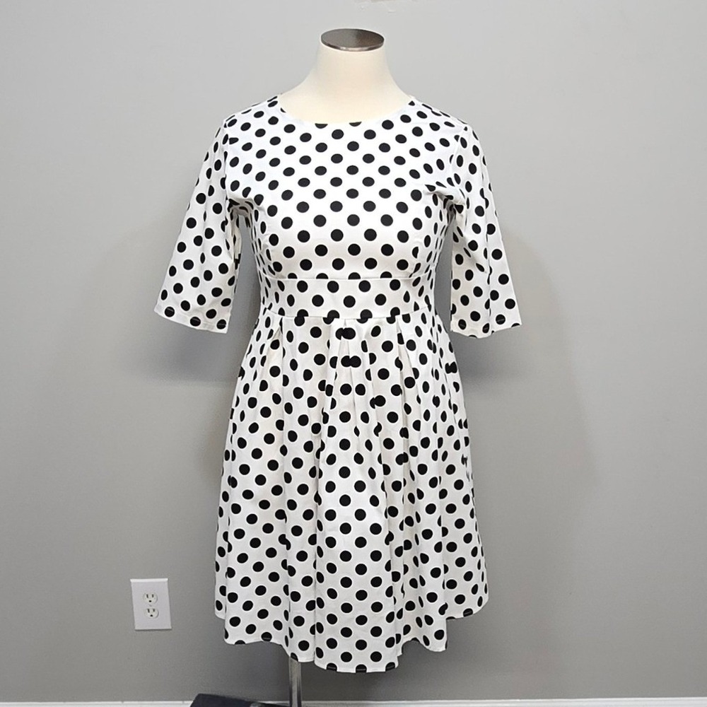 Polka Dot Fit Flare Dress Plus Size XXL Retro 50s Swing Pinup Mod Rockabilly